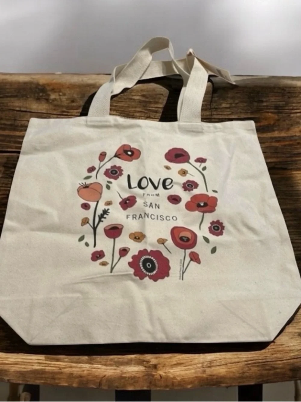 NWT Potluck Press Love From San Francisco Floral Bookcore Canvas Tote Bag